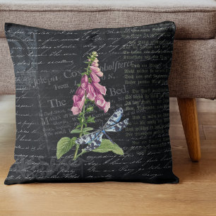 Pretty Vintage Flower & Butterfly Botanical   Cushion