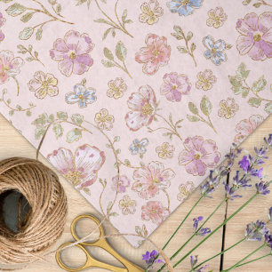 Pretty Vintage Flowers Floral Pattern Tissue Paper