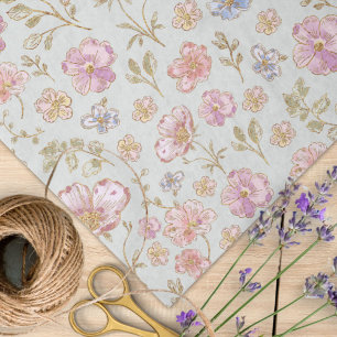 Pretty Vintage Flowers Floral Pattern Tissue Paper