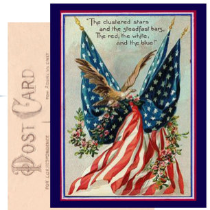 Pretty Vintage Fourth of July Patriotic Flag Postcard