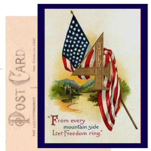 Pretty Vintage Fourth of July Patriotic Flag Postcard