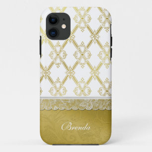 Pretty Vintage Gold & White Lattice iPhone 5 Case