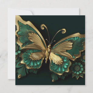Pretty Vintage Green & Gold Butterfly