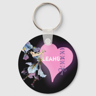 Pretty Vintage heart flower fairy - customise it Key Ring