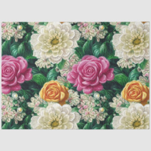 Pretty Vintage Inspired Colorful Watercolor Floral Tissue Paper