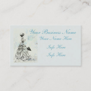 Pretty Vintage Lady And Blue Flowers Business Card
