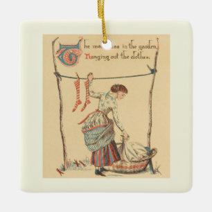 Pretty Vintage Lady Ceramic Ornament