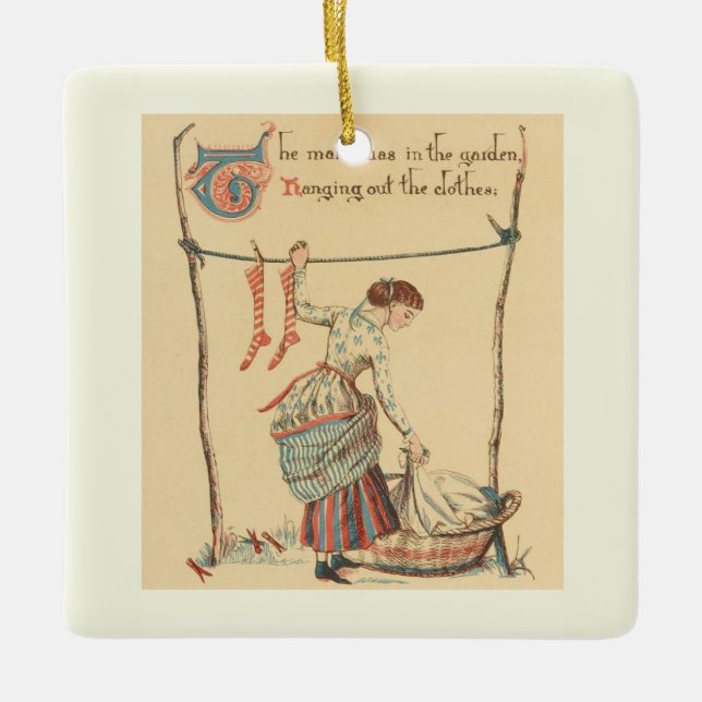 Pretty Vintage Lady Ceramic Ornament (Front)