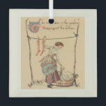 Pretty Vintage Lady Glass Tree Decoration<br><div class="desc">vintage art with painting for the nursery rhyme "sing a song of sixpence" illustrated by the english artist walter crane,  with the maid in the garden hanging out the clothes. With writing "the maid was in the garden hanging out the clothes"</div>