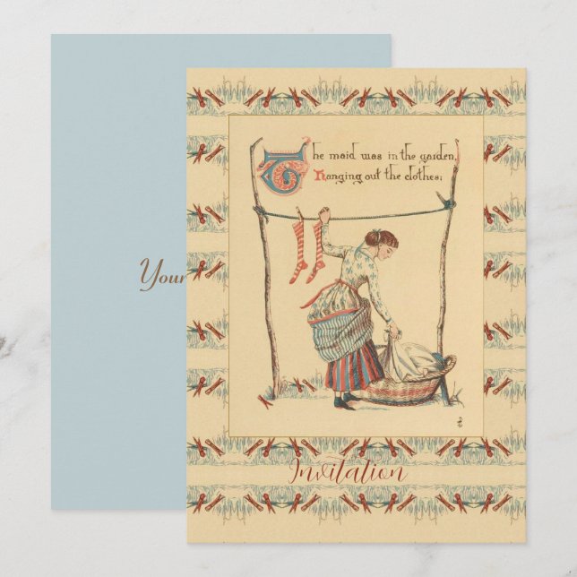 Pretty Vintage Lady Invitation (Front/Back)