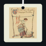 Pretty Vintage Lady Metal Tree Decoration<br><div class="desc">vintage art with painting for the nursery rhyme "sing a song of sixpence" illustrated by the english artist walter crane,  with the maid in the garden hanging out the clothes. With writing "the maid was in the garden hanging out the clothes"</div>