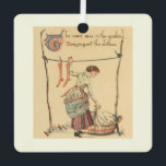 Pretty Vintage Lady Metal Tree Decoration<br><div class="desc">vintage art with painting for the nursery rhyme "sing a song of sixpence" illustrated by the english artist walter crane,  with the maid in the garden hanging out the clothes. With writing "the maid was in the garden hanging out the clothes"</div>