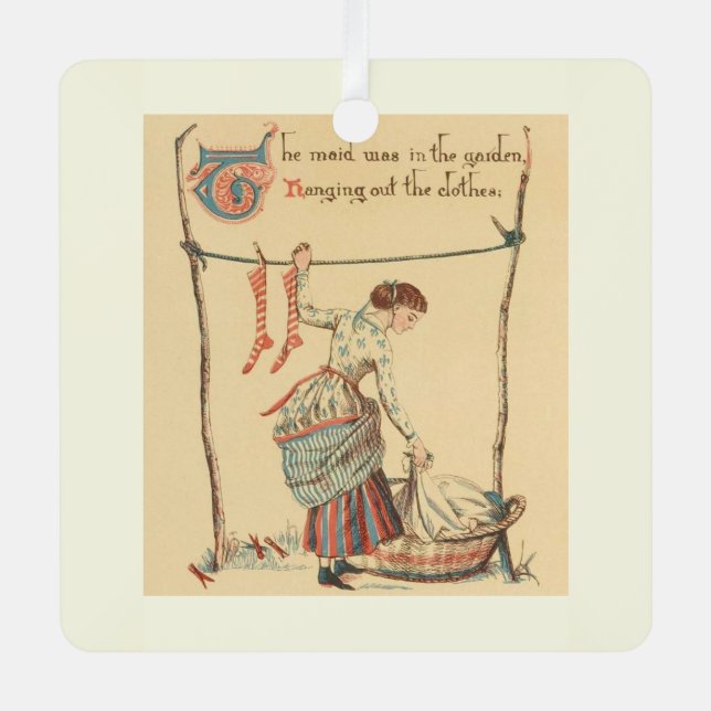 Pretty Vintage Lady Metal Tree Decoration (Front)