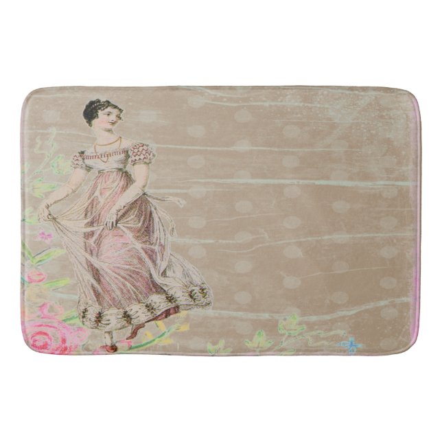 Pretty vintage lady  taupe Victorian  Bathroom mat (Front)