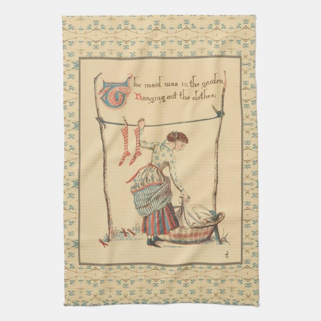 Pretty Vintage Lady Tea Towel (Vertical)
