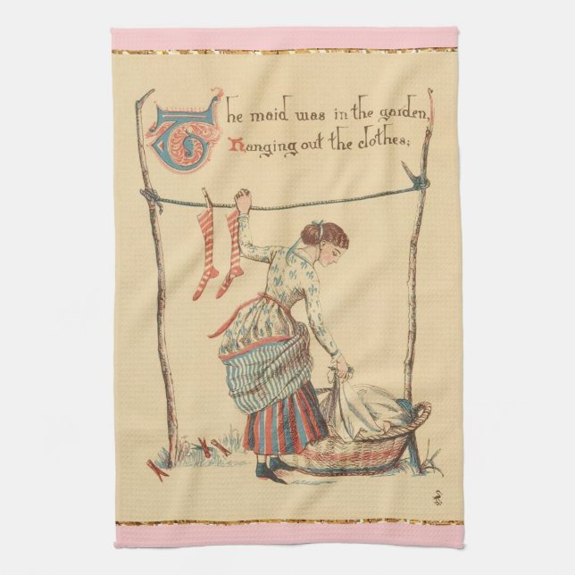 Pretty Vintage Lady Tea Towel (Vertical)