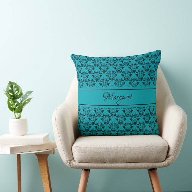 Pretty Vintage Monogrammed Tote Bag Throw Pillow (Chair)