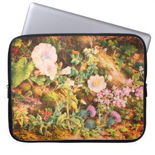 Pretty Vintage petunias flowers floral painting Laptop Sleeve