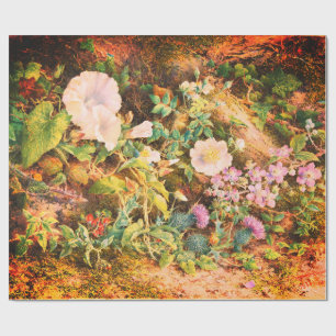 Pretty Vintage petunias flowers floral painting Wrapping Paper