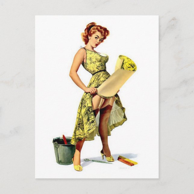 Pretty Vintage pin up Postcard (Front)