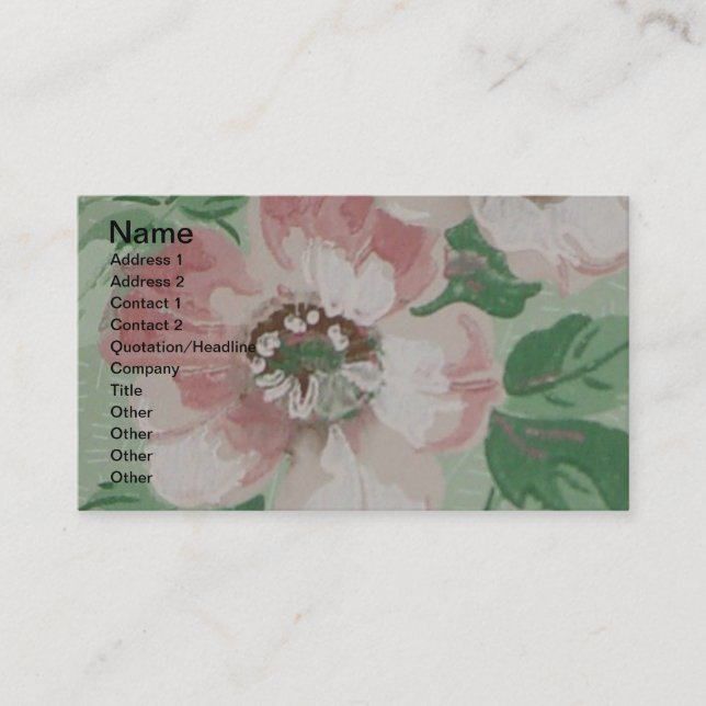 Pretty Vintage Pink Flower Business Card (Front)