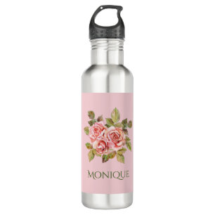 Pretty Vintage Pink Roses Personalised   710 Ml Water Bottle
