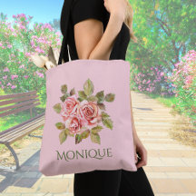 Pretty Vintage Pink Roses Tote Bag