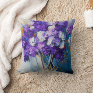 Pretty Vintage Purple Flowers Cushion