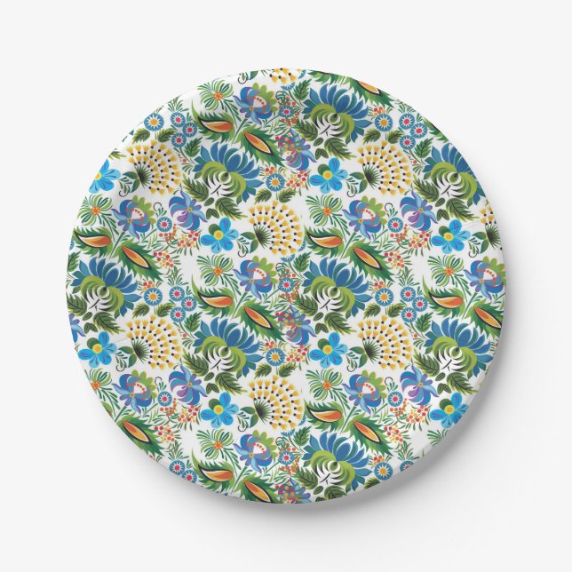 Pretty Vintage Russian Khokhloma Paper Plate (Front)