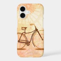 Pretty Vintage Sepia Bicycle Peach Floral