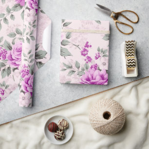 Pretty Vintage Shabby Chic Christmas Floral Paper