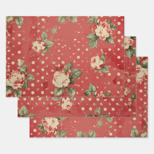 Pretty Vintage Shabby Chic Valentines Wrapping Paper Sheet