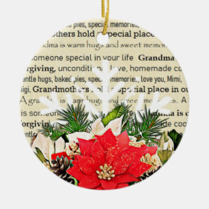 Pretty Vintage Style Grandma Christmas Ceramic Tree Decoration