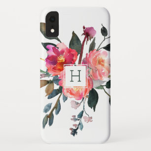 Pretty Vintage Watercolor Floral Trendy Monogram Case-Mate iPhone Case