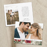 Pretty Vintage Winter Florals 2 Photo Wedding  Thank You Card<br><div class="desc">These beautiful wedding thank you photo cards feature a rustic painted floral design on the bottom of the card (apple blossoms) in red,  green,  and white over a burlap look background. The back contains another photo template and more text templates for further personalization.</div>
