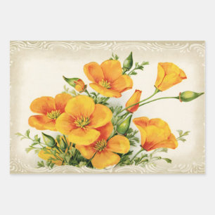 Pretty Vintage Yellow Flowers  Wrapping Paper Sheet