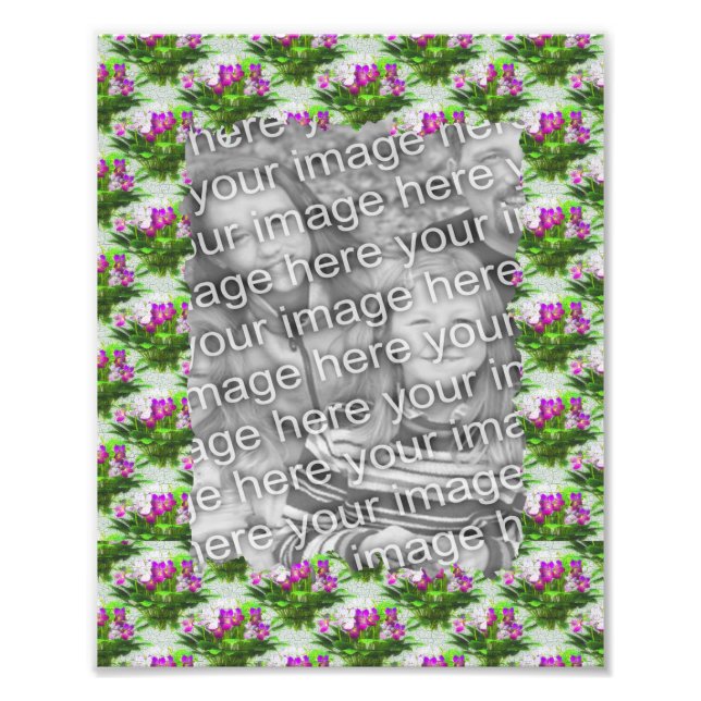 Pretty Violet Flowers Photo Frame Template Print (Front)