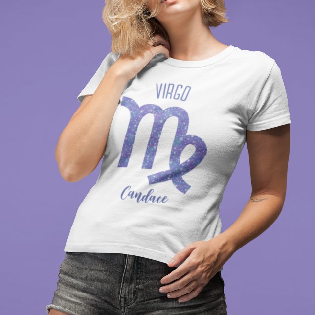 Pretty Virgo Astrology Sign Personalised Purple T-Shirt (Creator Uploaded)