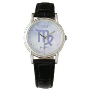 Pretty Virgo Astrology Sign Personalised Purple Watch