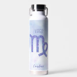 Pretty Virgo Astrology Sign Personalised Purple Water Bottle<br><div class="desc">This pretty,  personalised purple and lavender Virgo water bottle features your astrological sign from the Zodiac in a beautiful sparkle like the constellations. Customise this cute gift with your name in beautiful cursive script for someone with a late August or early September birthday.</div>