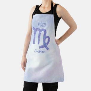 Pretty Virgo Astrology Sign Personalized Purple Apron