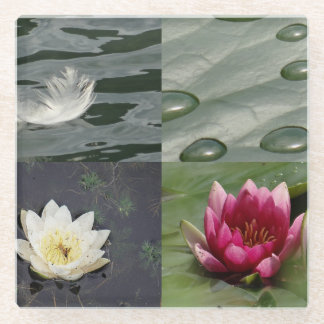 Pretty Water Lilies Glass Coaster
