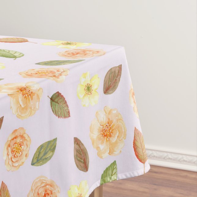 Pretty Watercolor Autumn Floral Baby Shower Party Tablecloth (In Situ)