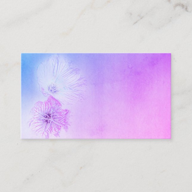 pretty watercolor blue and purple flower design business card (Front)