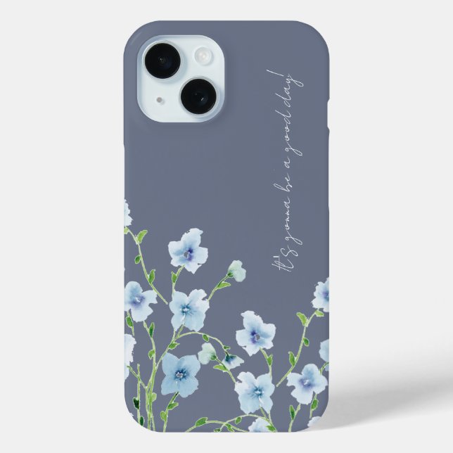 Pretty Watercolor Blue Floral  Case-Mate iPhone Case (Back)