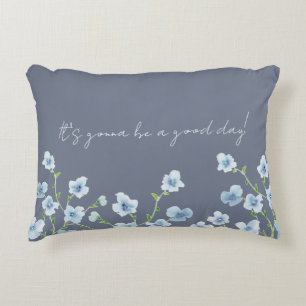 Pretty Watercolor Blue Floral  Decorative Cushion