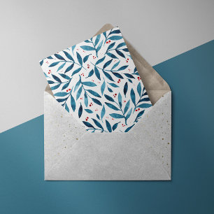 Pretty watercolor branches – turquoise and red  card