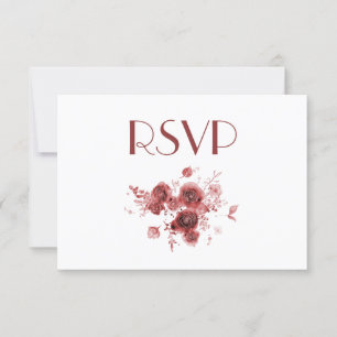 Pretty Watercolor Burgundy Floral RSVP Invitation