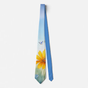 Pretty Watercolor Butterfly Garden Tie