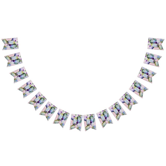 Pretty Watercolor Cactus & Purple Blossoms Bunting (All)